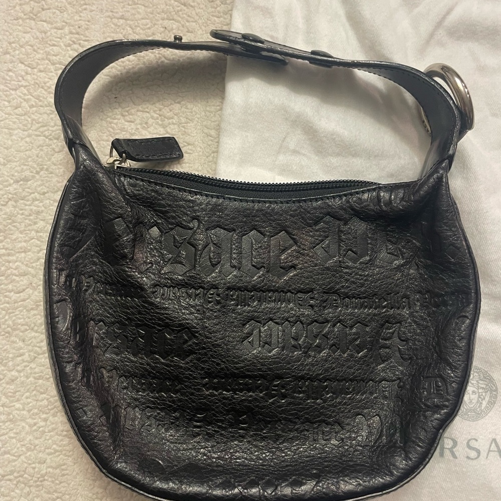 Versace Black Embossed Shoulder Bag